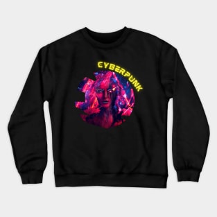 Cyberpunk Futuristic Neon Glitch Crewneck Sweatshirt